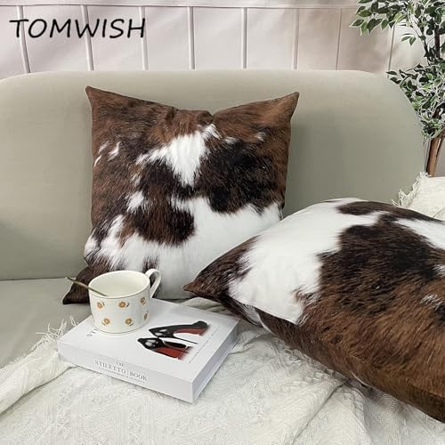 TOMWISH Pack of 2 Christmas Cowhide Printing Western 20x20 Pillow Cover