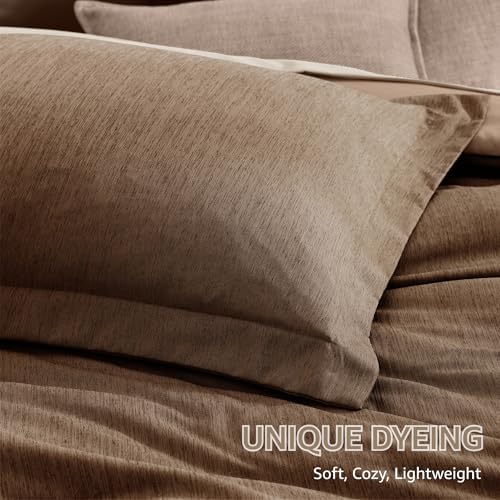 Monbix California King Comforter Set 7 Pieces Brown Bed in a Bag