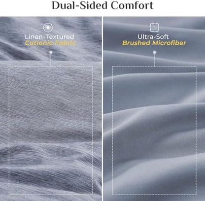 JOLLYVOGUE Navy Blue Full Comforter Set, Cationic Dyeing Bed in a Bag Full 7 Pieces, Double-Tone Bedding Set with Down Alternative Comforter, Sheets, Pillowcases & Shams