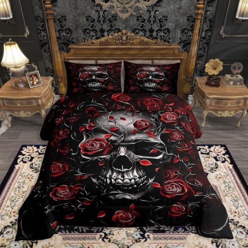Feelyou Gothic Skull Comforter Set Full Size Bedding Set