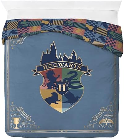 Jay Franco Duvet Cover Set – 3 Piece Comforter Cover and Sham Set, Super Soft Cozy Kids Bedding (Insert Not Included) Blue - Harry Potter, Queen
