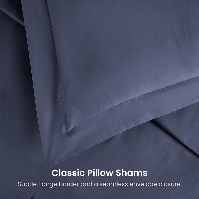 BIOWEAVES 100% Organic Cotton Twin/Twin XL Duvet Cover Set, 2-Piece, 300 Thread Count Sateen Weave GOTS Certified Comforter Cover with Buttoned Closure and 1 Pillow Sham – Mineral, 66x90 inches