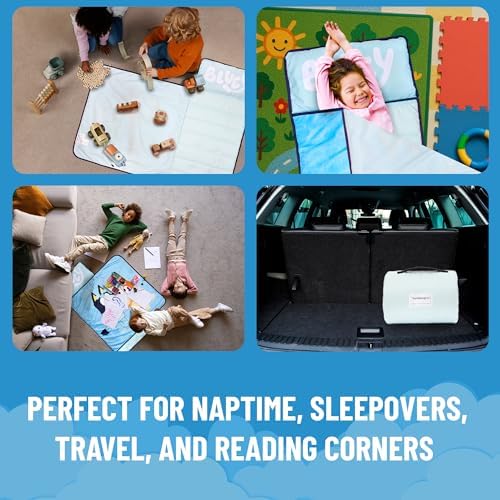 Jay Franco Kids Nap Mat with Embedded Pillow & Blanket – Soft 46"x20" Microfiber Sleeping Bag with Name Tag & Handle for School, Travel, Sleepover