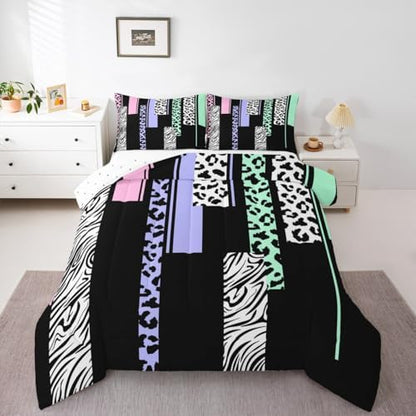 Feelyou Animal Print Leopard Safari Comforter Set Full Size Kids Boys Girls