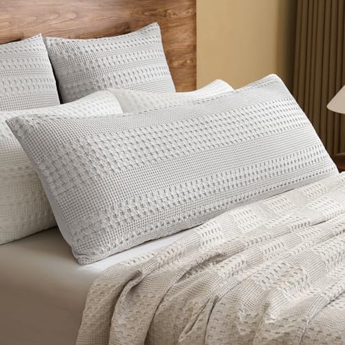 PHF Cotton Waffle Body Pillowcase 20" x 54", Light Grey, No Insert