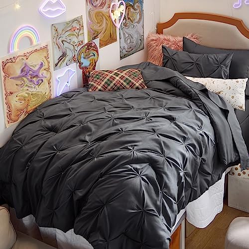 Bedsure Twin XL Comforter Set & Sheet Set, 5-Piece Dark Grey Bed in a Bag