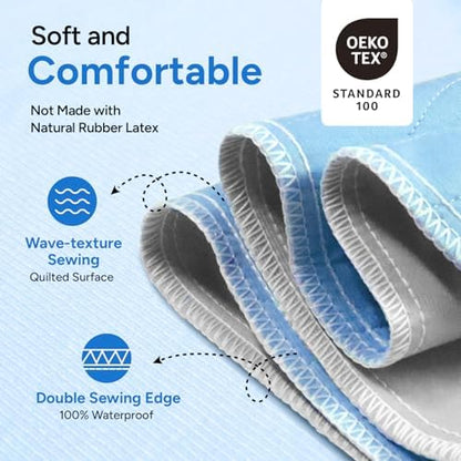 WhyWorry Washable Bed Pads for Adult Incontinence, 34"x36", Blue, 4 Count