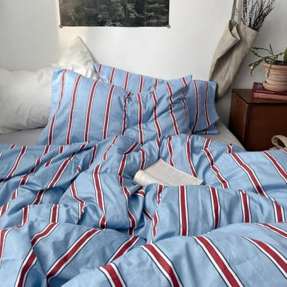 Nayoroom Blue Red Striped Comforter Set Queen Coastal Nautical Bedding