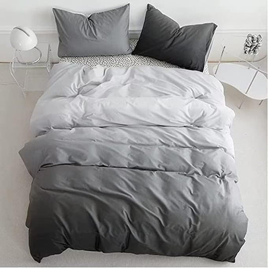 Houseri Grey Comforter Set Twin Gradient White and Gray Bedding 3 Piece Boys Girls Kids Aesthetic Silver Grey Bed Comforters Sets Dark Light Gray Art Style Preppy Dorm Quilts Blankets Twin