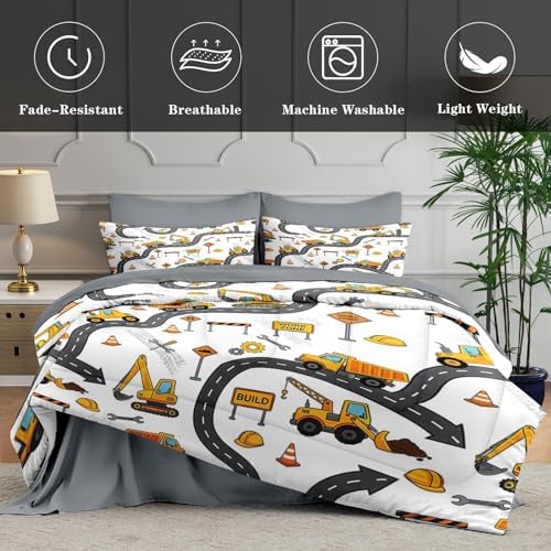 WeCozy 5 Pieces Twin Comforter Set for Boys - Truck Bedding for Kids