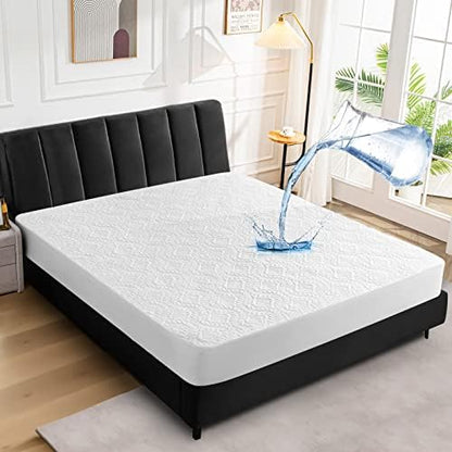 Sufdari Full Waterproof Mattress Protector, Waterproof Mattress Cover,Breathable & Noiseless Mattress Pad, Waterproof Quilted Fitted Sheet Fits Up to 8-18" Deep Pocket