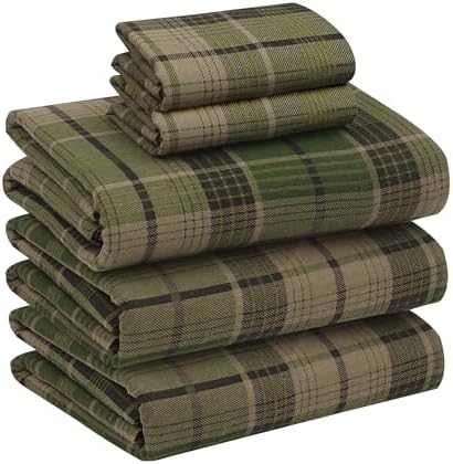 RUVANTI 100% Cotton Flannel Sheets Split King Size, DNA Plaid