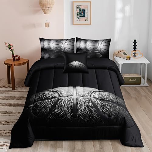 6 PCS Basketball Bedding Sets,Basketball Comforter Set for Boys,Kids Beddings Sets for Boys,Full Size Bedding Sets for Boy,Bed in A Bag with Sheets(Full-6 Pieces)
