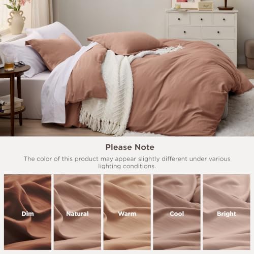 Bedsure Prewashed Cal King Duvet Cover, Cotton-Like Soft Set, Mocha Mousse