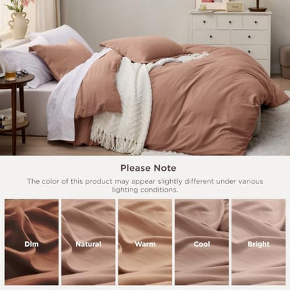 Bedsure Prewashed Cal King Duvet Cover, Cotton-Like Soft Set, Mocha Mousse