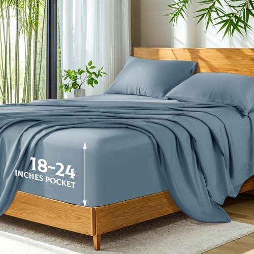 SONORO KATE 100% Viscose Derived from Bamboo_Sheets, Extra Deep Pocket,4PC