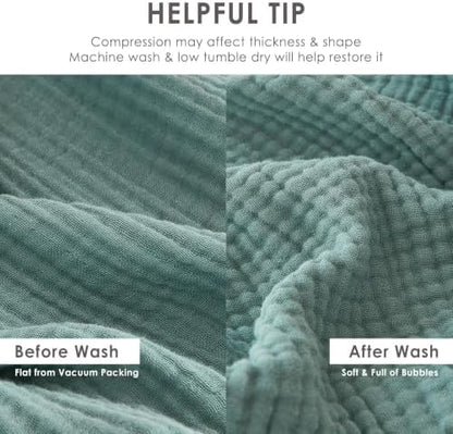 EMME Muslin Blankets for Adults Throw Blanket for Couch Breathable Gauze Soft Lightweight Airy Teal Throw 50"x60"
