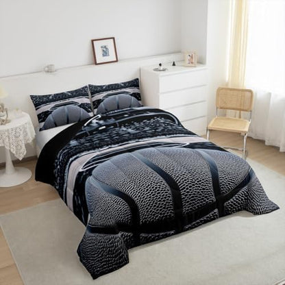 Castle Fairy 3D Basketball Bedding Set Twin Size Modern Basketball Gym Comforter Set for Kids Boys Bedroom Decor Sports Competition Theme Soft Duvet Insert Cool Ball Games Down Comforter Set,2Pcs
