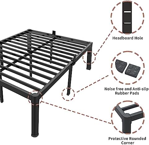 ROIL 18 Inch Twin Bed Frame with Rounded Corner & 4 Mattress Baffles