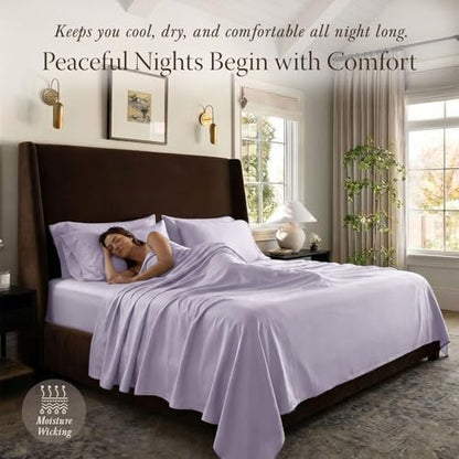 Threadmill 400 Thread Count Egyptian Cotton Queen Sheet Set, Sateen, Lilac
