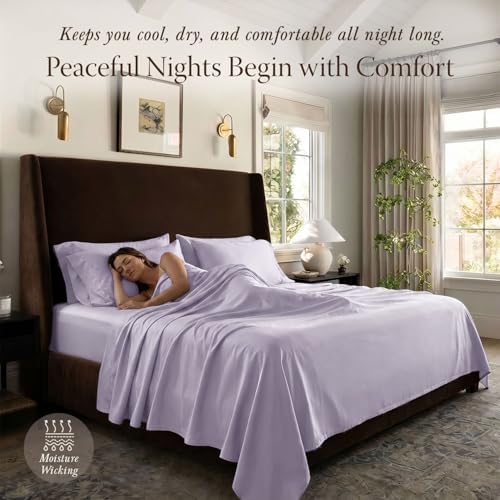 Threadmill 400TC Egyptian Cotton King Sheet Set, Sateen, Solid, Lilac