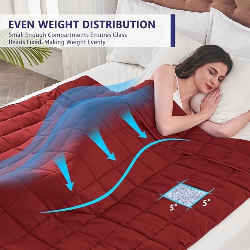 yescool Weighted Blanket for Adults 18lbs Queen Size, 60" x 80", Red
