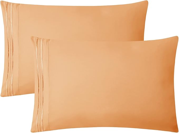 Clara Clark Bed Sheets, Premier 1800 Series 4 Piece Bed Sheet Set, Deep Pocket, Wrinkle, Fade, Stain Resistant, Luxury Soft Bedding Sheets & Pillowcases, King, Apricot Orange