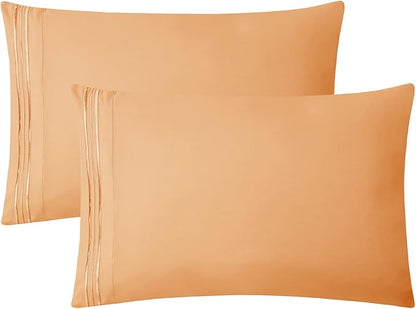 Clara Clark Bed Sheets, Premier 1800 Series 4 Piece Bed Sheet Set, Deep Pocket, Wrinkle, Fade, Stain Resistant, Luxury Soft Bedding Sheets & Pillowcases, King, Apricot Orange