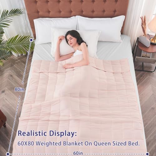 yescool Weighted Blanket for Adults 17lbsQueen Size, 60" x 80", Pink