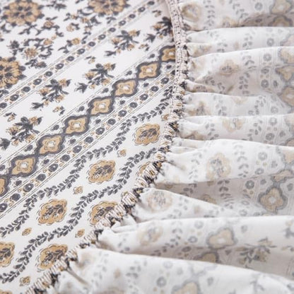 DAUAOTO Full Size Printed Sheets Set, 100% Cotton Bedding Sets, Up to 14" Deep Mattress, Vintage Cottagecore Pattern Bedlinen Set, Floral Brown Taupe