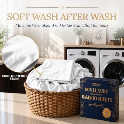 DECOLURE 100% Viscose Derived from Bamboo Sheets Twin Size | 3 Pc Bed Set