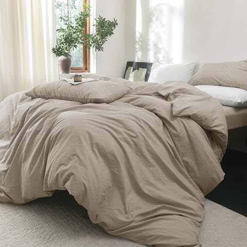 FOSSA Duvet Cover Set 100% Washed Cotton Linen Feel King