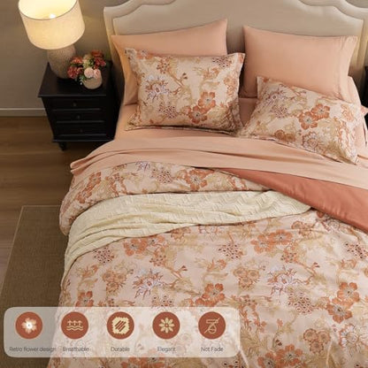 BLOOMHAVEN Oversized King Comforter Sets-7 Pieces Floral Bed in a Bag