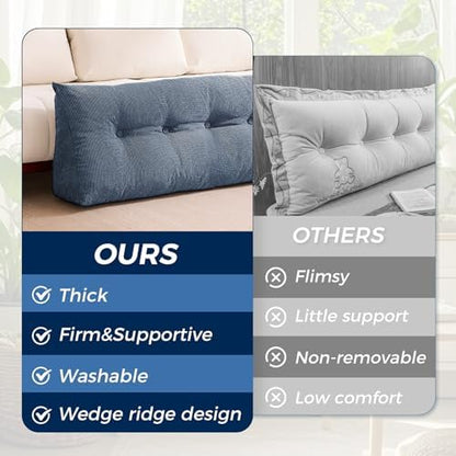 IASEAHK Headboard Pillow Twin, Wedge Pillow Headboard, Navy Blue