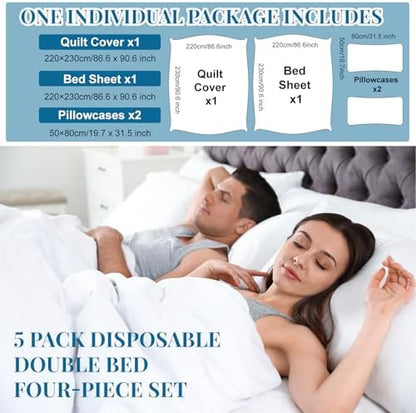 Preboun 5 Sets Disposable Bed Sheets for Travel Queen Size