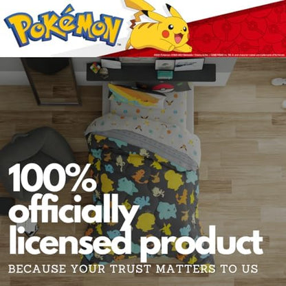 Franco Pokemon Bedding Set, Twin Size 5 Piece Set Kids Super Soft Cozy Reversible Comforter and Sheet Set with Sham, (100% Officially Licensed Product)