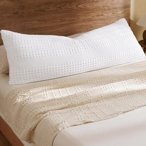 PHF Cotton Waffle Body Pillowcase 20" x 54", White, No Insert