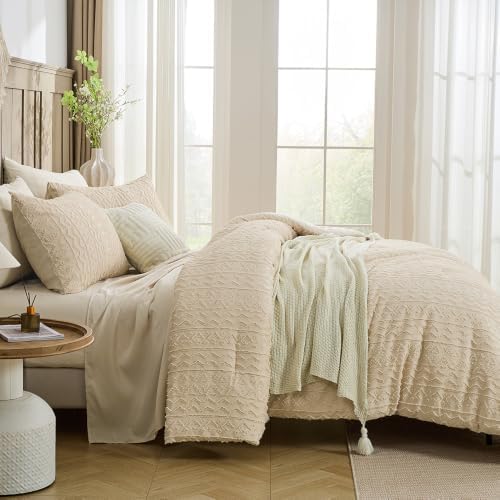 Bohemia Bdding Tufted Embroidery 7 Pieces Boho Comforter Set Boho Bedding Bohemia Comforter Set Queen for Four Seasons