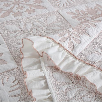 MarCielo 3-Piece 100% Cotton Oversized Bedspread Lightweight Quilt Coverlet Embroidery Farmhouse Bedding Set (TJ Colorful,King (114"x102"))