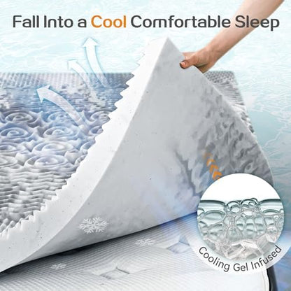 SINWEEK Mattress Topper 5-Zone Memory Foam Mattress Topper Pressure Relieve Soft Mattress Pad, CertiPUR-US Certified, 1.5 Inch King Size, Gray