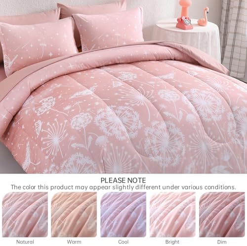 Dinjoy Girls Comforter Set 7 Pieces, Full Size Colorful Ombre Rainbow Bedding Set, Bed in A Bag for Kid Teen Girls (1 Comforter, 1 Flat Sheet, 1 Fitted Sheet, 2 Pillow Shams, 2 Pillowcases)