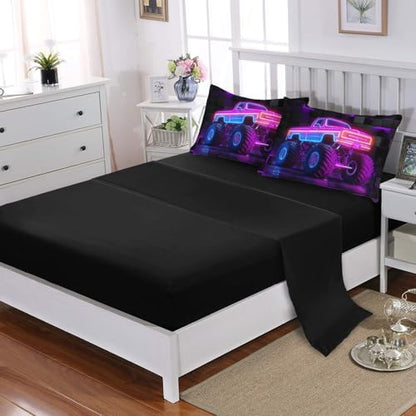 HOSIMA 7Pcs Truck King Comforter Set Cool Extreme Sports Bedding for Boys.