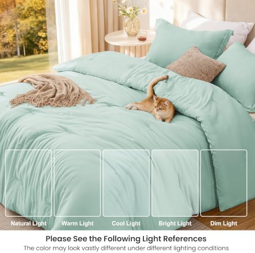 Love's cabin Aqua King Size Comforter Set, 3-Piece Prewashed Bed Set