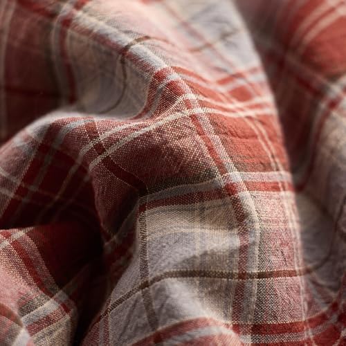 LifeTB Vintage Red Plaid Duvet Cover Bedding Set Full, 100% Washed Cotton Red&Blue Retro Plaid Checkered Comforter Cover, Reversible Gingham Duvet Cover Breathable Soft Grid Farmhouse Bedding Set