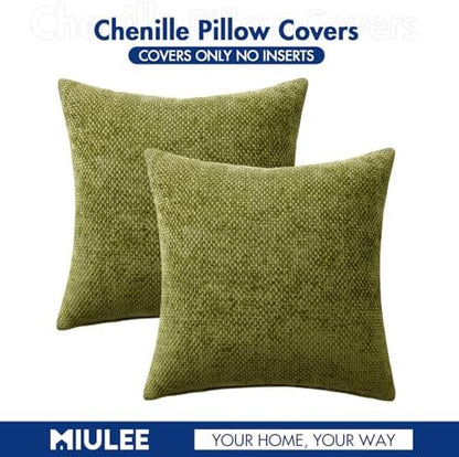 MIULEE Decorative Couch Throw Pillow Covers 18x18 Inch Olive 2 Pack