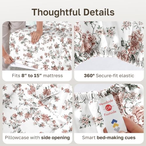 California Design Den Soft 100% Cotton Sateen Twin XL Sheets Set, 3 Pcs