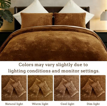 Oversized King Bedspread 120x128 Striped Soft Velvet Quilt Set