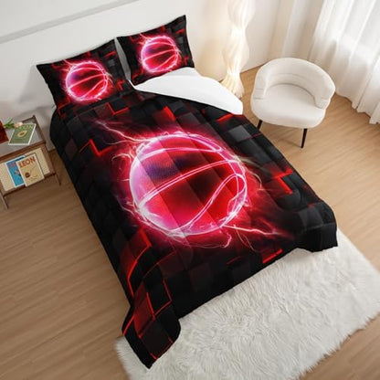 HOSIMA Basketball Comforter Full,Neon Sports Bedding with 2 Pillowcases.