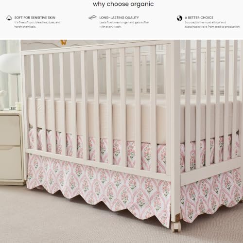 Brandream Scallop Edge Organic Cotton Crib Skirt Girls Toddler Bedskirt