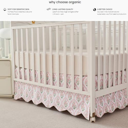Brandream Scallop Edge Organic Cotton Crib Skirt Girls Toddler Bedskirt